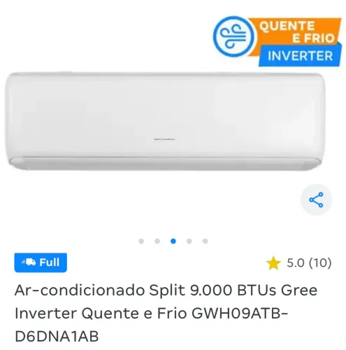 Vendo ar 9 mil btus qente e frio