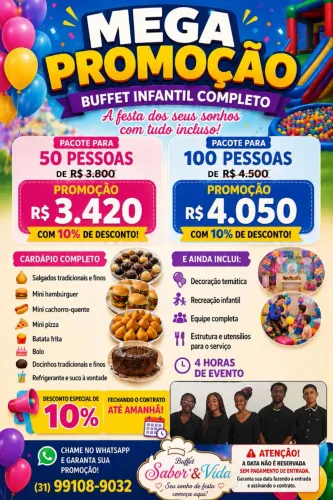 Buffet infantil e 15 anos 