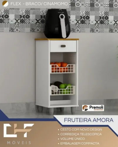 Fruteira Amora Cor Flex Gaveta Branco Acetinado Cinamomo / CHF Móveis!