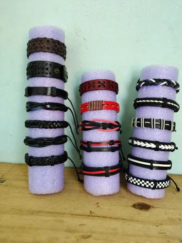 Pulseiras de Couro Unissex Lote c/ 18 Peças