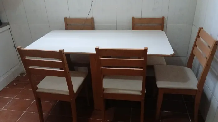 Mesa de Ja 6 Lugares - Conjunto Completo em Madeira 