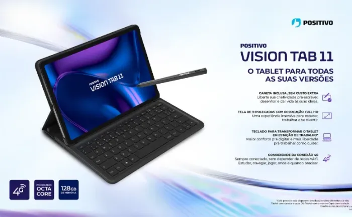Tablet Positivo Vision TAB11 com Capa Teclado + Caneta