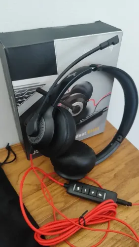 Headset Jiamqishi EH01 com fio USB com cancelamento de ruído passivo
