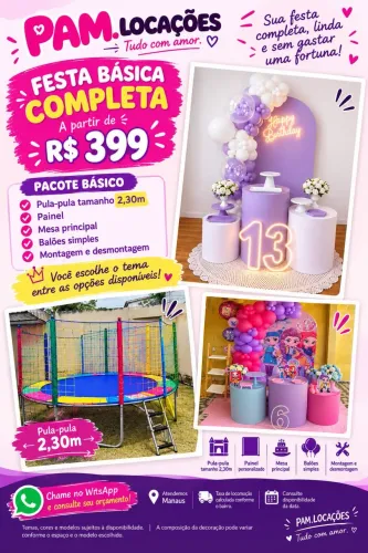 FESTA BÁSICA COMPLETA A PARTIR DE R$ 399