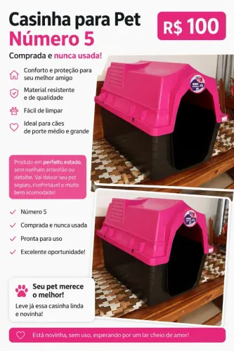 Casinha para Cachorro Nº 5 Nova, Nunca Usada, Excelente Estado - R$ 100
