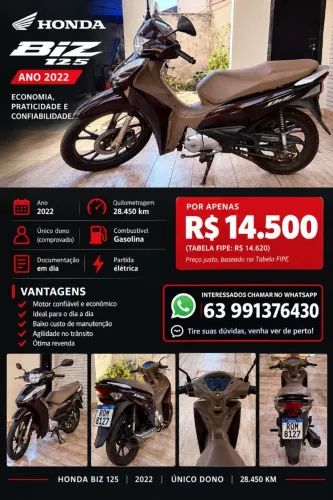 BIZ 125 EX 2022 ÚNICO DONO
