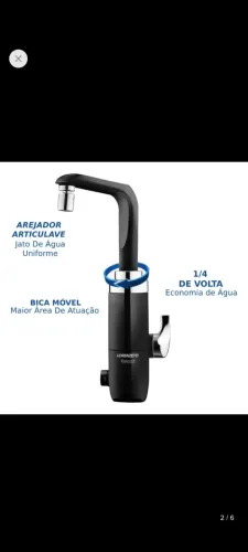 Torneira Essence Bancada Preto Cromado 220volts 5500w Lorenzetti