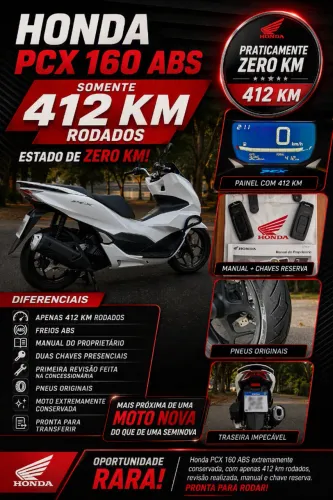 Honda PCX 160 ABS 2024 | Apenas 412 KM | Estado de Zero Km