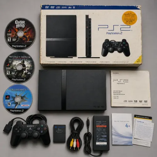 PlayStation 2 Slim Desbloqueado Completo Na Caixa Controle e Memory Card Original +3 Jogos