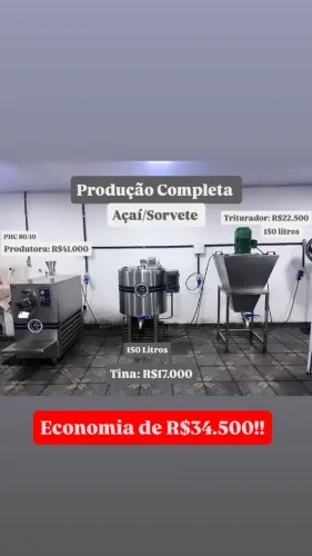 VENDE SE FABRICA DE AÇAI, PRODUTORA PHC 80/100, TRITURADOR 150L E TINA DE MATURAÇAO 150L