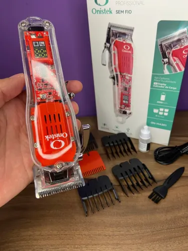 Máquina de Cortar Cabelo Vermelha sem Fio ON-MA301 Onistek 