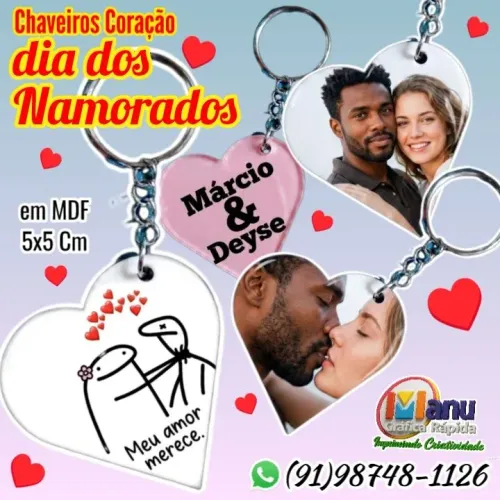 Chaveiros coração MDF
