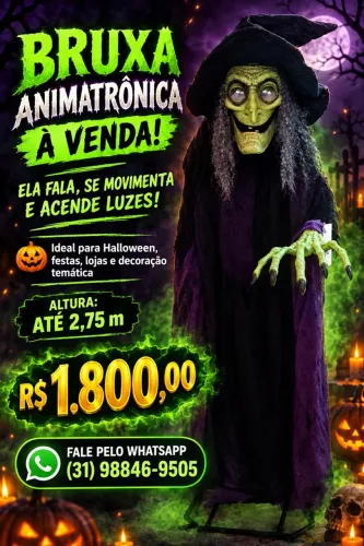Bruxa Gigante de Halloween 2,75m com Movimento, Som e Luzes