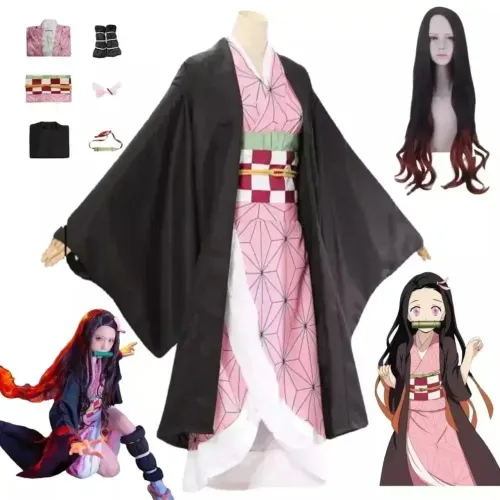 Roupa COMPLETA para Cosplay Nezuko Kamado (Kimetsu no Yaiba) tamanho P