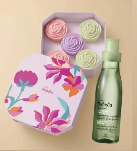 Presente Natura Tododia - Caixa de Sabonetes Flores e Body Splash