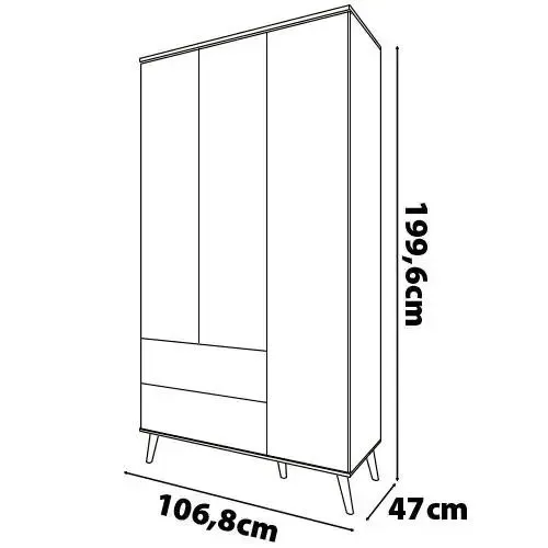 Guarda roupa infantil bartira ternura com 3 portas e 2 gavetas branco wood