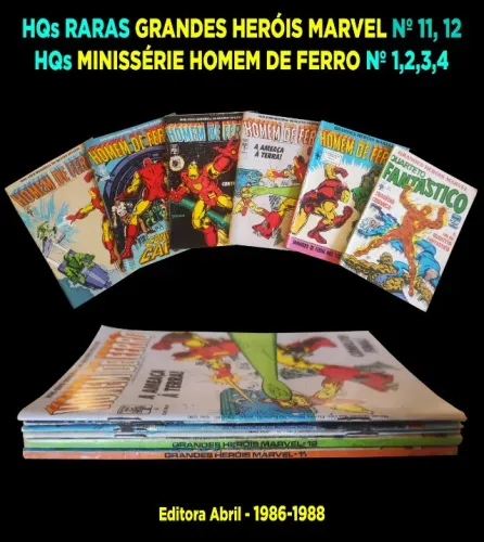 HQs GRANDES HERÓIS MARVEL HOMEM DE FERRO E QUARTETO FANTÁSTICO Nº 11 e 12 - 1986