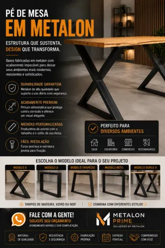 Base para Mesa em Metalon Sob Encomenda | Modelos Personalizados para Seu Projeto