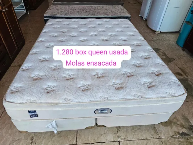 CAMA BOX QUEEN MOLAS ENSACADAS USADA E BONNEL SEMINOVA