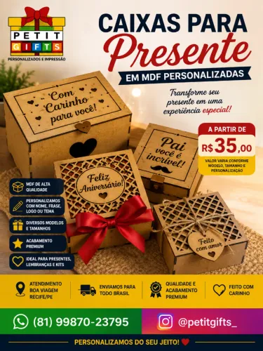 Caixa para Presente em MDF Personalizada | Luxo e Criatividade