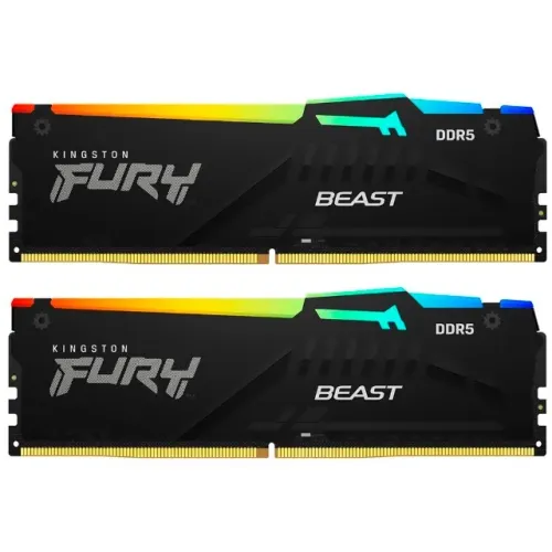 Memória Ram Kingston Fury Beast DDR5 64GB (2X32GB) 5200MHZ RGB (KF552C40BBAK2-64) - Nova!