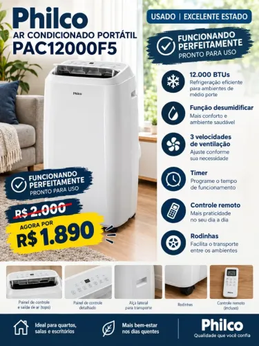 Ar condicionado portátil Philco PAC12000F5