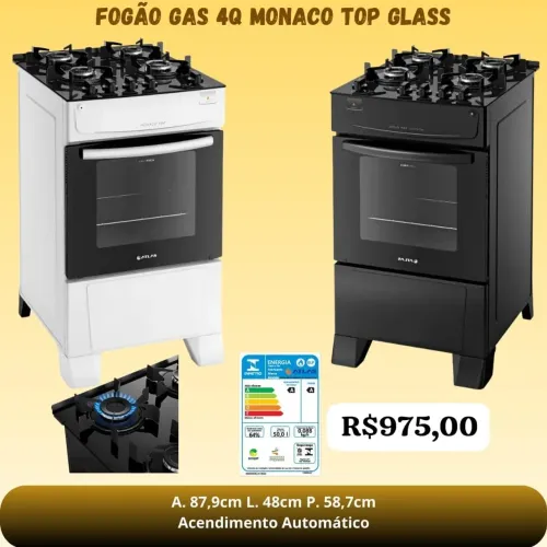 Fogão Atlas 4 bocas mesa de vidro