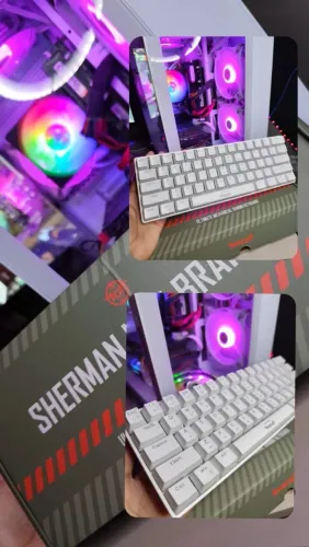 TECLADO GAMER SHERMAN MINI BRANCO RGB COM LED