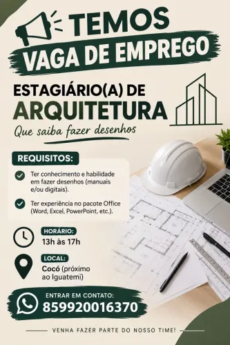 Vaga para estagiário de arquitetura