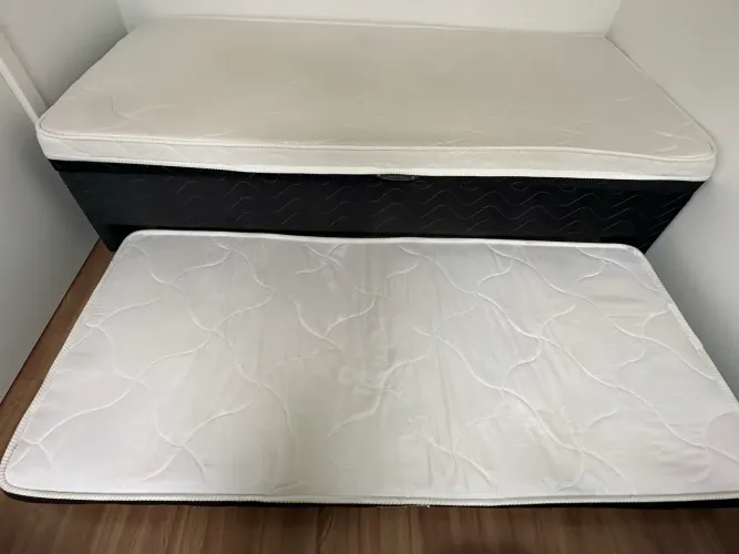 Cama Box Solteiro com Baú e Conjugada com Cama Auxiliar