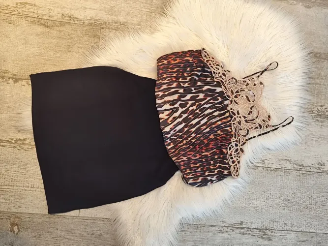 Vestido Morena Rosa Original M Animal Print Onça Com Renda