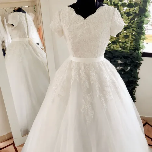 Vestido de Noiva em Tule e Renda - Tam M