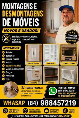 Montador de Móveis profissional ligue ou faça o seu orçamento via ZAP *