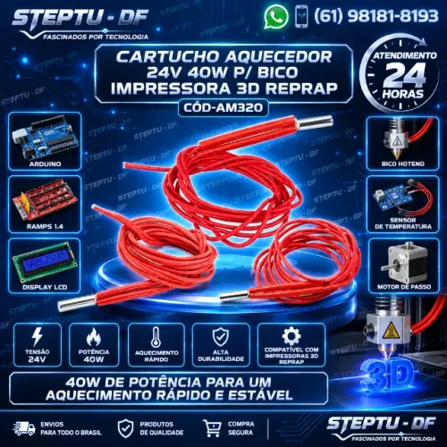 Cartucho Aquecedor 24v 40w P/ Bico Impressora 3d Reprap Arduino Robotica COD-AM320