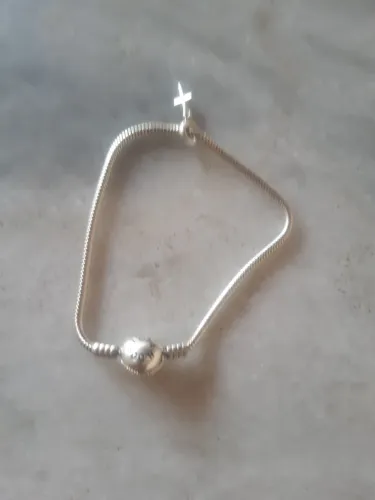 Adereço pandora de prata com pingente, nova 