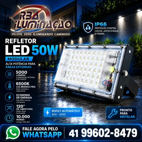 Kit 10 Refletor Modular LED 50w 6500k Preto
