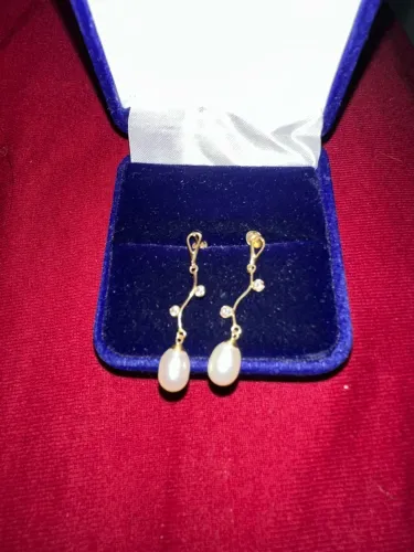 Brinco de ouro 18k com pérola