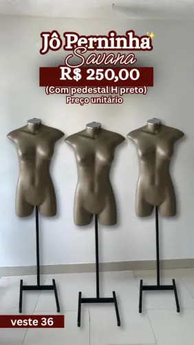 Manequim Busto Meio Corpo Jô Perninha Savana Veste 36 + Pedestal H R$250