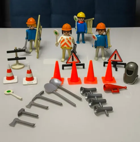 Lote Bonecos Playmobil antigo Troll Construção 