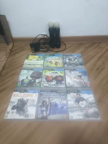 Kit PlayStation Move PS3 Completo - 2 Controles + Câmera + 9 Jogos Originais Compatíveis 