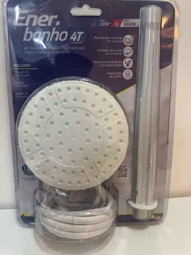 Kit chuveiro elétrico 4 temperaturas e braço para chuveiro 30 cm