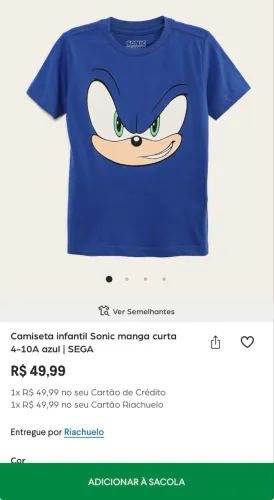 Blusa Sonic Riachuelo nova 