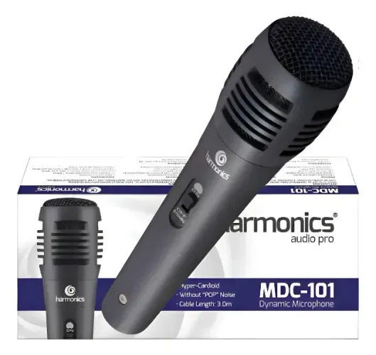 Microfone Dinâmico Supercardióide Harmonics Mdc101 + cabo 3 metros
