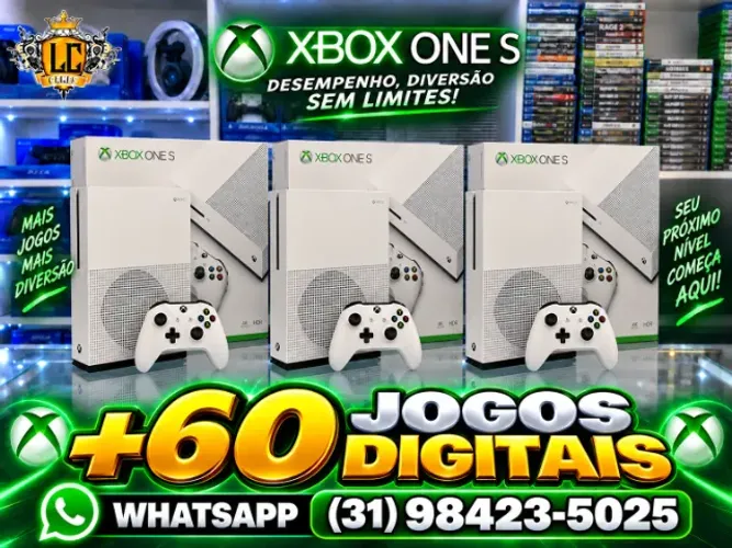 XBOX ONE S 1TB COM 66 JOGOS e O3 MES GARANTIA I LOJA FISICA