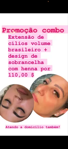 Extensão de cílios e sobrancelha henna combo
