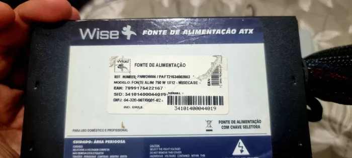 FONTE ATX WISE PLUS 750W - PARA COMPUTADOR