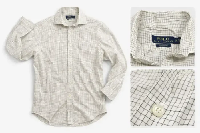 POLO RALPH LAUREN Camisa masculina de popelina xadrez com ajuste clássico