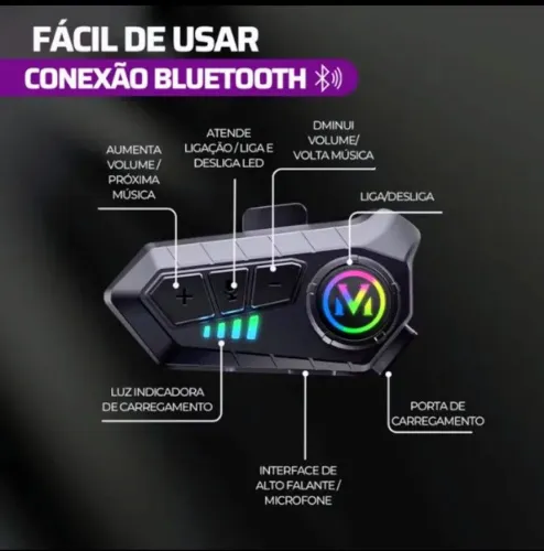 Fone bluetooth para capacete