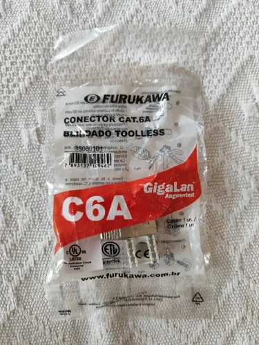 Conector Fêmea RJ45 Furukaya Cat6A Blindado