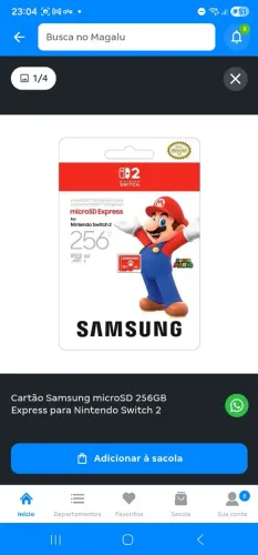 Cartão micro sd express nintendo switch 2 lacrado
